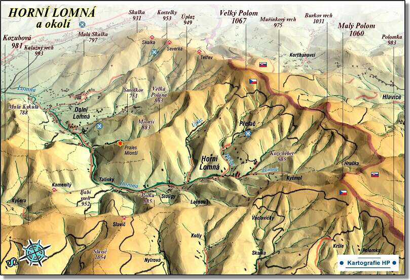 Mapa Horni Lomna